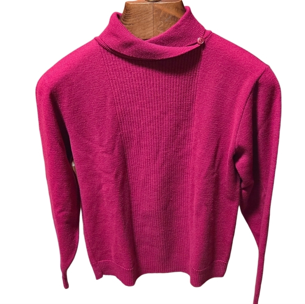 Vintage Pendleton Wool Burgundy Red Mockneck Turtleneck Sweater Size Medium